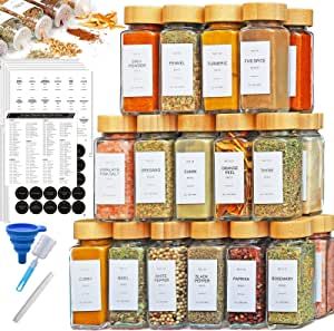 Organize Kitchen Spices, Seasoning Storage, Minimalist Farmhouse, Spice Jar Labels, Spice Jar Set, Spice Drawer, Glass Spice Jars, Spice Labels, Spice Bottles