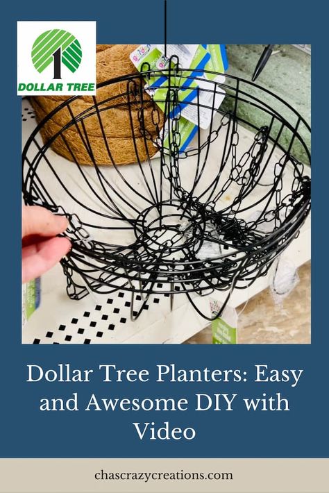 Run and grab some Dollar Tree planters, and create this awesome and easy DIY on a budget. You won't believe the useful possibilities. Diy Outdoor Planters Ideas, Plant Hangers Outdoor, Dollar Tree Patio Ideas, Outdoor Plant Hangers Diy, Hanging Pots From Trees, Dollar Store Hanging Basket Ideas, Easy Hanging Plants Outdoor, Dollar Tree Plant Hanger, Diy Plant Hanger Easy How To Make Hanging Planters