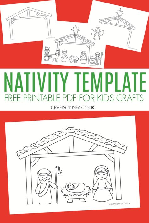 Preschool Nativity Coloring Pages, Christmas Navity Scene Free Printable, Nativity Outline Printable, Manger Scene Craft For Kids, Nativity Christmas Cards Free Printables, Manger Template Free Printable, Birth Of Christ Crafts For Kids, Pre K Nativity Craft, Nativity Scavenger Hunt Printable