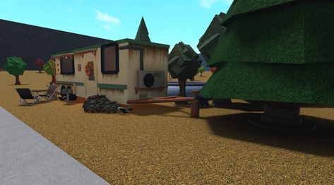 Bloxburg Trailer Park, Bloxburg Apocalypse, Bloxburg Trailer House, Bloxburg Trailer, Bloxburg Reference, 711 Slurpee, Bloxburg Neighborhood, Neighborhood Ideas, Bloxburg Inspiration