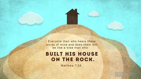 “Anyone who listens to my teaching and follows it is wise, like a person who builds a house on solid rock. Though the rain comes in torrents... Matthew 7 24, Bible Songs, Free Bible Study, Children Activities, Wise Man, Bible Study Tools, Free Bible, House On The Rock, Wise Men