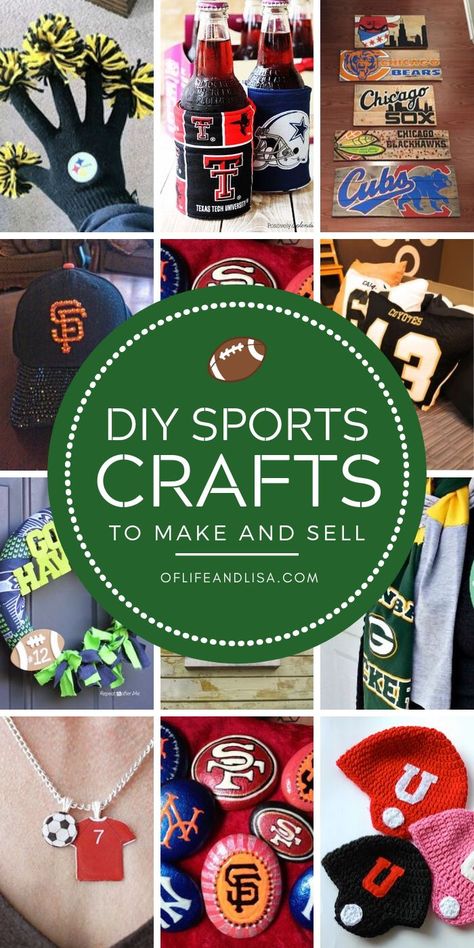 When the love of sports and crafting mix you get these wonderful ideas to spread team spirit! #footballseason #nfl #fallcrafts #sportscrafts #sports #diy #handmade Team Diy Crafts, Diy Sports Crafts To Sell, Spirit Items For Football, Nfl Crafts To Sell, Football Team Ornaments Diy, Sports Diy Decor, Diy Football Fan Gear, Team Bonding Crafts Diy, Football Gifts For Players Diy