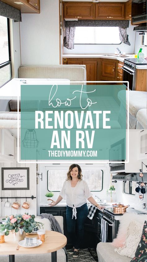 Budget renovation of a 1990s fifth wheel travel trailer with paint, fabric, wallpaper, and hardware Wallpaper In Camper Travel Trailers, Wallpaper In Rv, Fifth Wheel Remodel, Rv Life Hacks, Trailer Redo, Rv Design, Camper Restoration, Rv Decorating, Caravan Vintage