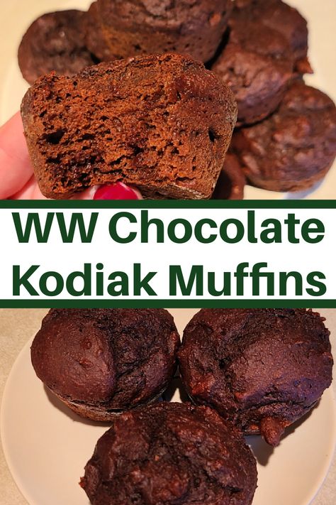 Low Point Muffins Weight Watcher Recipes, We Kodiak Muffins, Ww Kodiak Cakes Muffins, Weight Watcher Protein Muffins, Low Calorie Kodiak Muffins, Ww Chocolate Chip Muffins, Kodiak Chocolate Muffin Mix Recipes, Muffins Made With Kodiak Cakes, We Kodiak Recipes