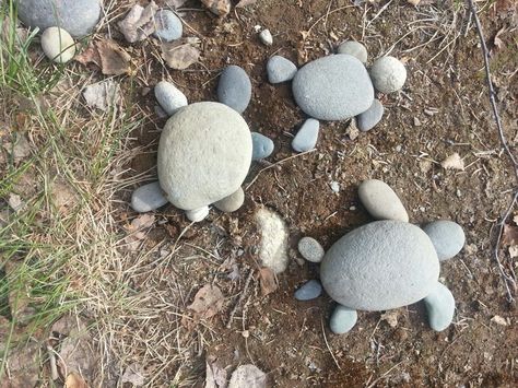 Rock Turtle Garden Art, Rock Art Landscaping, Rock Ideas For Garden, Rock Yard Art, Rock Sculptures Garden Stone Art, Rock Sculpture Diy, Things To Do With Rocks, Rock Garden Art, Rock Garden Design Ideas