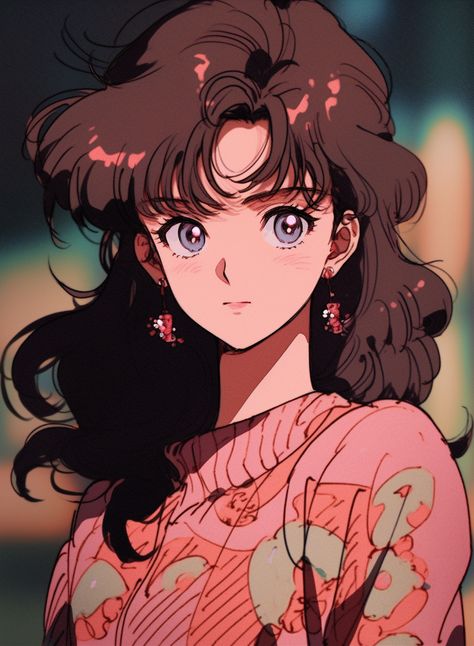 90s Anime Hairstyles, 90s Anime Sketch, 90s Anime Art Style Tutorial, Retro Anime Art Style, 90s Anime Hair, 90s Anime Women, Midjourneyart Anime, 90s Anime Art Style, Old Anime Style