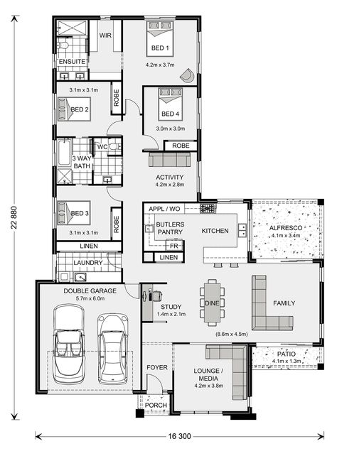 Best floor plan design services online. Outsource your 2D or 3D floor plan project and get it done quickly and at Australian Floor Plans, Australian House Plans One Story, House Floor Plans Australian, Floor Plans Australian, Australian House Plans, Architecture Sketching, Cottage Floor Plan, Shaped House, Floor Plans Ranch