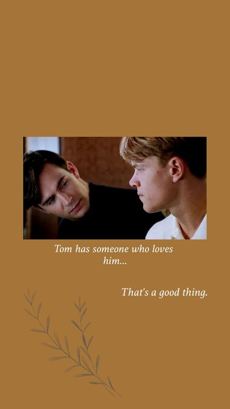 brown wallpaper for phone, with a leaf down on the left, photo from a movie in the center, quote from the movie The Talented Mr Ripley Tom And Peter, Tom Ripley And Peter, Peter Smith Kingsley, The Talented Mr Ripley Aesthetic, Mr Ripley Aesthetic, Talented Mr Ripley Aesthetic, Ripley Aesthetic, Tom Ripley, The Talented Mr Ripley