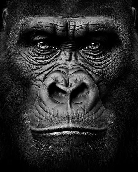 Gorilla Black And White, Black And White Photography Portraits, Gorillas Art, Gorilla Tattoo, Sticker Tattoo, Pencil Drawings Of Animals, Tattoo Trend, Muster Tattoos, Wild Animals Pictures