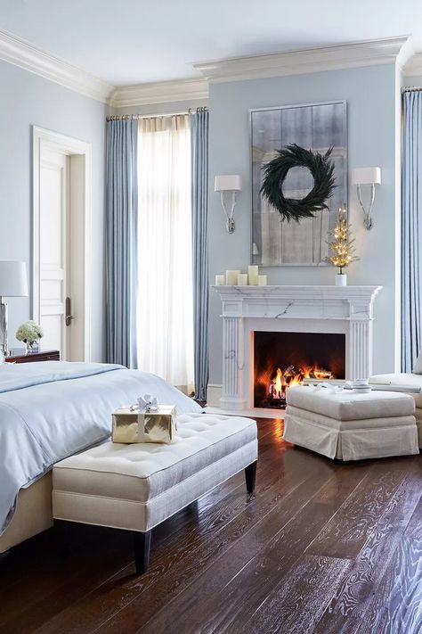 Bedroom Fireplace Ideas, Minimalist Fireplace, Bedroom Decor For Women, Tattoos Unique, Elevated Bed, White Fireplace, Mid Century Modern Bedroom, Bedroom Fireplace, Window Covering