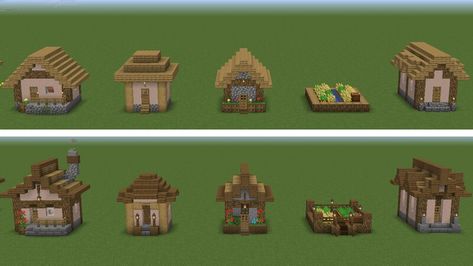 Updated Villager House Minecraft, Minecraft Village Well Design, Village House Upgrade Minecraft, Minecraft Villagers House Ideas, Simple Villager House Minecraft, Better Village House Minecraft, Simple Village House Design Minecraft, Minecraft Revamped Village, Spruce Village House Minecraft