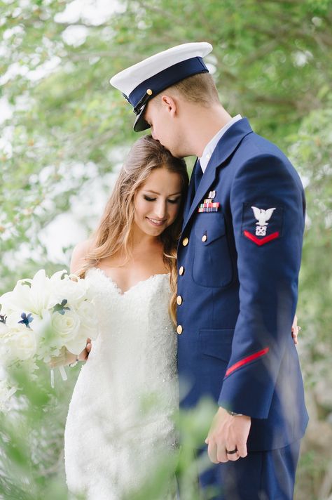 Romantic Coast Guard Military Wedding with High School Sweethearts by Natalie Franke Photography http://www.nataliefranke.com/2016/06/herrington-on-the-bay-wedding/ Soldier Wedding, Military Wedding Pictures, Coast Guard Wedding, Military Couple, Navy Coast Guard, Military Couples, Army Couple, Military Wedding, Bay Wedding