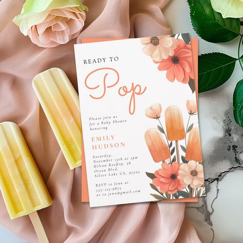 Popsicle Ready to Pop Baby Shower Invitation About To Pop Baby Shower Ideas, June Baby Shower Themes, Pop Baby Shower Ideas, About To Pop, Pop Baby Showers, Ready To Pop, Paper Coaster, Silver Lake, Baby Shower Invitation