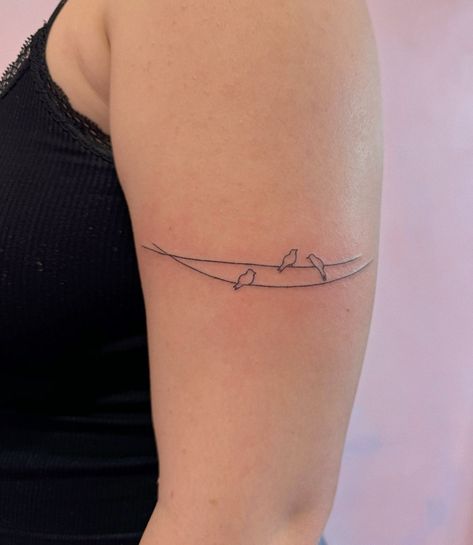 3 Birds On A Wire Tattoo, Two Birds On A Wire Tattoo, Bird On A Wire Tattoo, Birds On A Wire Tattoo, Three Birds Tattoo, Wire Tattoo, Little Bird Tattoos, Single Needle Tattoo, Birds On A Wire