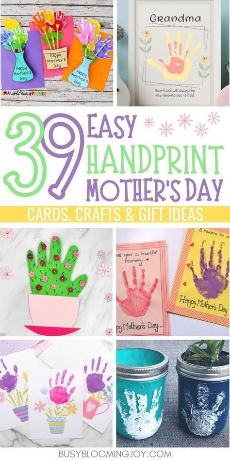 Easy handprint Mother’s Day crafts for toddlers, preschoolers & kindergartens to make. simple handprint Mother's Day crafts for kids to do at home or at preschool. Fun Mother’s day crafts & handprint gift ideas, handprint poems for Mothers Day, handprint canvas, handprint butterfly crafts, Mother’s Day cards. Mother’s Day handprint art for grandma, handprint flowers. Hand print crafts, free printable handprint templates for Mother's Day. Toddler activities, arts and crafts for kids Kids Art For Mothers Day, Mother’s Day Crafts From Toddler, Flower Handprint Art For Toddlers, Flower Hand Print Crafts For Kids, Simple Mother's Day Crafts For Preschool, Hand Print Flowers Craft, Easy Mother’s Day Crafts For Infants, Mother’s Day Handprint Paintings, Toddler Gifts For Grandma