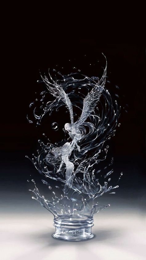 Water Fairy, Soyut Sanat Tabloları, Water Art, Crystal Figurines, 판타지 아트, Fairy Art, Angel Art, Butterfly Wallpaper, Fantastic Art