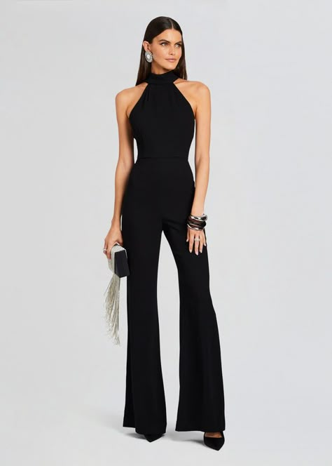 Formal Ceremony Outfit, Elegant New Years Outfit, Elegant Jumpsuits For Women, Black Tie Outfit Women, Jumpsuit Outfit Elegant, Thesis Outfit, One Piece Jumpsuit Outfits, Black Elegant Jumpsuit, Jumpsuit Fashion Elegant