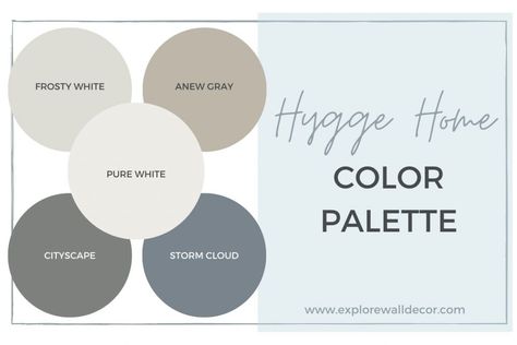 5 Ideas for Your Whole House Color Palette from Sherwin Williams - Explore Wall Decor Hygge Color Scheme, Hygge Colors, Anew Gray Sherwin Williams, Basement Color, Grey Color Pallets, Whole House Color Palette, House Color Palette, Anew Gray, Sherwin Williams Color Palette