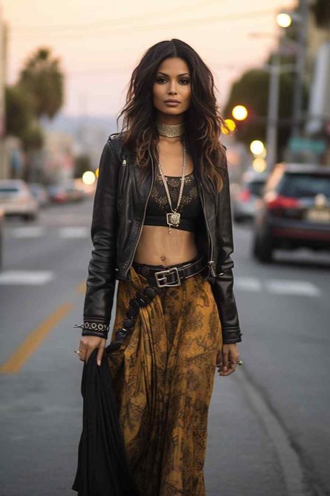 Edgy Elegant Outfits, Casual Rocker Style, Look Better Without Makeup, Boho Rocker Chic Style, Glam Rock Outfits, Boho Rocker Chic, With And Without Makeup, Taking Out The Trash, Glam Rock Style