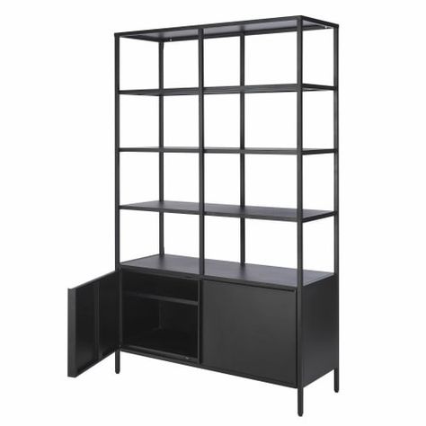 Metal Bookcase, Oak Bookcase, 2 Doors, Boy Room, Jewellery Display, Shelving Unit, Black Metal, Bookshelves, Decorating Your Home