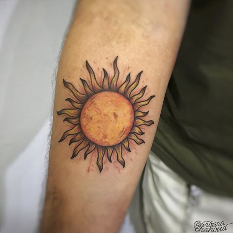 Girl Stomach Tattoos, Dad Daughter Tattoo, Sunrise Tattoo, Sky Tattoos, Le Tattoo, Artsy Tattoos, Sun Tattoo Designs, Simple Tattoos For Guys, Mens Lion Tattoo