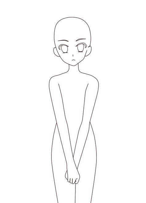 Anime Base Pose Standing, Anime Drawing Templates, Manga Base Pose, Girl Standing Drawing, Drawing Base Girl, Body Base Drawing Girl, Girl Body Base, Cute Anime Poses, Anime Body Base