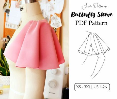 Butterfly Sleeve PDF Sewing Pattern Butterfly Sleeve Dress Pattern, Butterfly Sleeves Pattern, God Madoka, Butterfly Sleeve Pattern, Cosplay Making, Madoka Cosplay, Designs Blouse, Butterfly Sleeve Top, Butterfly Sleeve Dress