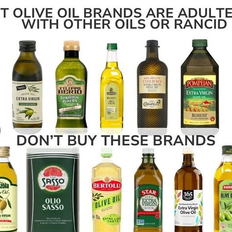 Holistic & Ancestral Wellbeing 🥩🧠🍓🥚 on Instagram: "Why Should You Avoid These Olive Oil Brands? * These oils are made from old, rotten, and rancid olives, which is why they have a fatty, flavorless, and bitter taste. * For most of these oils, you can’t tell the real source of the olives. Consumers need to know where the olives are coming from to avoid buying fake olive oil brands. * Fake olive oil brands mix the extra virgin olive oil with a lower-grade, chemically refined olive oil or cheap oil. * Prior to being labeled as extra virgin olive oil, the oil is flavored, colored, and perfumed. * The price of fake olive oil brands is way lower than that of real extra virgin olive oil brands. You can check whether your olive oil is real at home too. To do this, you’ll need to place your bot Extra Virgin Olive Oil Benefits, Extra Virgin Olive Oil Recipes, Best Olive Oil Brand, Drinking Olive Oil, Olive Oil Uses, Olive Oil For Cooking, Best Olive Oil, Olive Oil Benefits, Olive Oil Brands