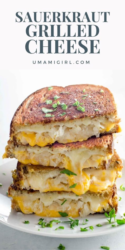 Cabbage Sandwich Recipes, Sauerkraut Dinner Recipes, Sauerkraut Breakfast, Grilled Cheese With Sauerkraut, Vegetarian Hot Sandwiches, Saurkraut Recipes Meals, Sourkrout Meal Ideas, Elevated Grilled Cheese, Sauerkraut Grilled Cheese