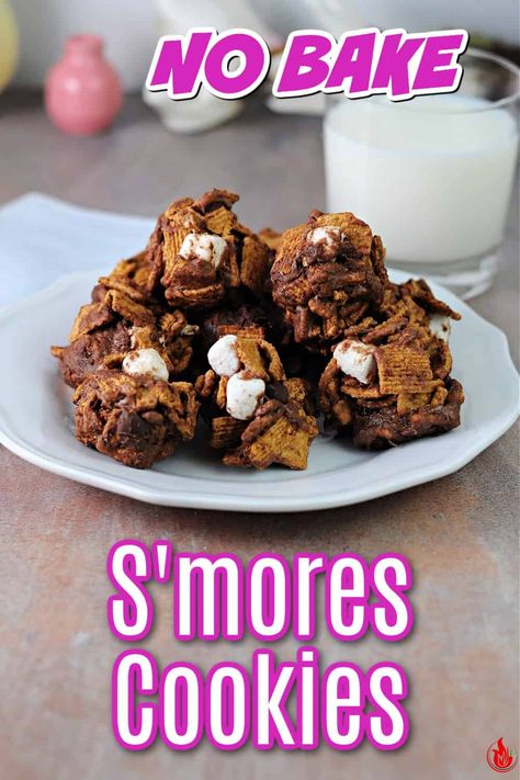 S’mores No Bake Cookies Easy S’more Cookies, Smores Cookies With Marshmallow Fluff, No Bake Smores, S’mores No Bake Cookies, Chocolate S’mores Cookies, S’mores No Bake Cheesecake, Smores Cookies Recipes, Cookies No Bake, Smores Cookie