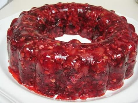 Grandma's Cranberry Jello Salad Recipe - Food.com - 305107 Cranberry Jello Salad Recipe, Cranberry Jello Salad, Cranberry Salad Recipes, Jello Mold Recipes, Congealed Salad, Gelatin Salad, Cranberry Jello, Jello Desserts, Cranberry Salad