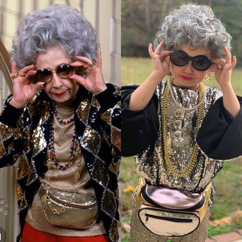 Old Lady Bingo Costume, Grandma Yetta Costume, Bingo Grandma Costume, Florida Grandma Costume, Bingo Granny Costume, Grandma Dress Up Costumes, Granny Dress Up Party, Grandma Dress Up, Diy Grandma Costume