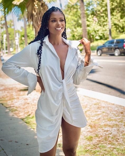 Jennifer Williams on Instagram: “Never let anyone take your smile away! Button Me Down shirt dress from @classygirlwardrobe #AllThingsClassy 💋” Button-up Shirt Dress For Vacation, Button-up Shirt Dress For Summer Vacation, Beach Button-up Shirt Dress With Buttons, White Button-up Beach Dress, Williams Basketball, White Button-up Mini Dress For The Beach, Jennifer Williams, Freestyle Rap, Basketball Wives