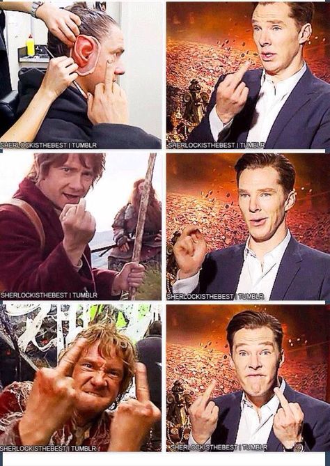 Benedict Cumberbatch and Martin Freeman Ping a flip off contest. Martin Freeman Flipping Off, Martin Freeman And Benedict Cumberbatch, Benedict Cumberbatch Martin Freeman, Benedict Cumberbatch And Martin Freeman, Martin Freeman Funny, Flipping Off, Sherlock Holmes Series, Flip Off, Danny Ocean