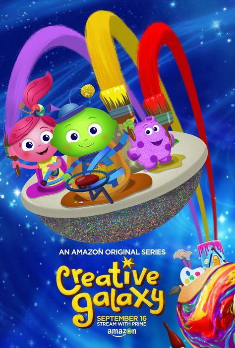 Creative Galaxy Original Series. Season two available on Amazon Prime starting September 16th. Creative Galaxy, Galaxy Slime, Messy Crafts, Dads Birthday, Movie Snacks, Birthday Breakfast, Dance Sing, Kids Series, Kids C