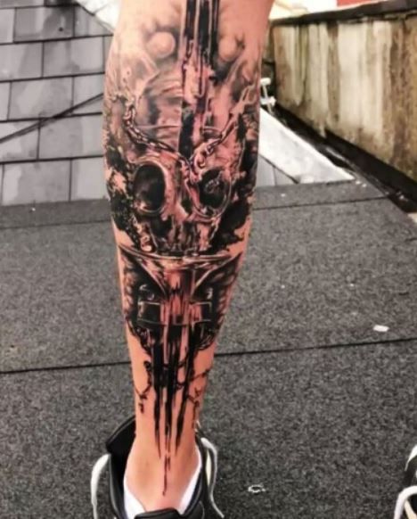 150 Cool Calf Tattoos For Men (2023) Side, Inner Sleeves Designs Skull Calf Tattoo Men, Calf Cover Up Tattoo For Men, Men Calf Tattoo Ideas, Cool Calf Tattoos, Mens Calf Tattoo, Mens Calf Tattoos, Calf Tattoos For Men, Calf Sleeve Tattoo Men, Shin Tattoo Men