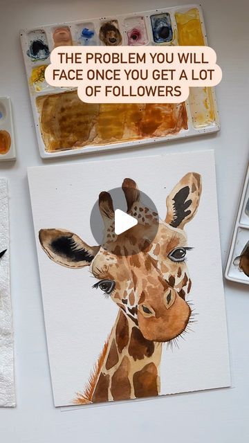 Simple watercolor tutorial on how to paint a giraffe Giraffe Watercolor Painting Easy, A Lot Of Followers, Watercolor Painting Easy, Giraffe Watercolor, Giraffe Painting, Art Pins, Simple Watercolor, 25k Followers, Watercolor Tutorial