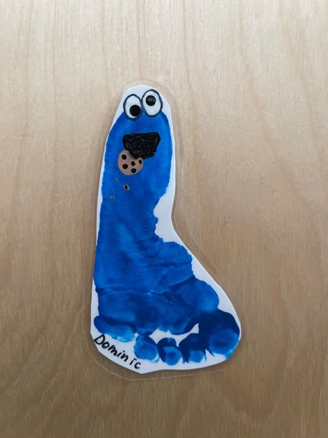 Cookie Monster Footprint, Sesame Street Footprint Art, Dolphin Footprint Craft, Blue Handprint Art, Blue Footprint Art, Letter C Footprint Craft, C Footprint Craft, Dragon Footprint Art, Blue Handprint Craft