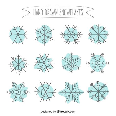 Hand drawn snowflakes collection | Free Vector #Freepik #freevector #snowflake #snow #collection #cartoon-hand Drawn Snowflakes, Diy Window Clings, Doodle Diary, Snowflakes Drawing, Winter Drawings, Christmas Poster, Christmas Drawing, Chalkboard Art, Snowflake Designs