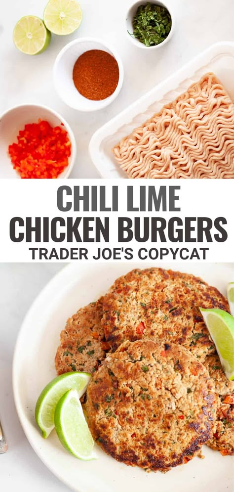 Trader Joe’s Chili Lime Seasoning, Green Chili Chicken Burgers, Trader Joes Copycat Recipes, Chicken Burger Seasoning, Chili Lime Seasoning Recipe, Ground Chicken Chili, Chile Lime Chicken, Chili Lime Chicken Burgers, Fiesta Lime Chicken