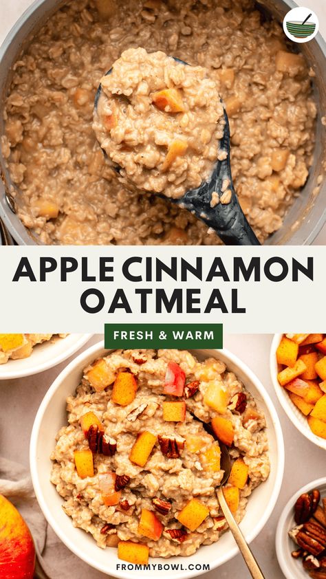 Healthy Apple Cinnamon Oatmeal, Oatmeal Stovetop, Steel Cut Oatmeal Recipes, Creamy Oats, Wholesome Breakfast, Apple Cider Donuts Baked, Non Dairy Butter, Apple Cinnamon Oatmeal, Breakfast Vegan