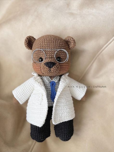 Crochet Pattern the Male Doctor Teddy Bear Amigurumi Crochet - Etsy Canada Amigurumi Gift Ideas, Crochet Knowledge, Amigurumi Teddy Bear, Crochet Project Free, Amigurumi Gift, Crochet Toys Free Patterns, Crochet Pattern Instructions, Crochet Toys Free, Easy Crochet Animals