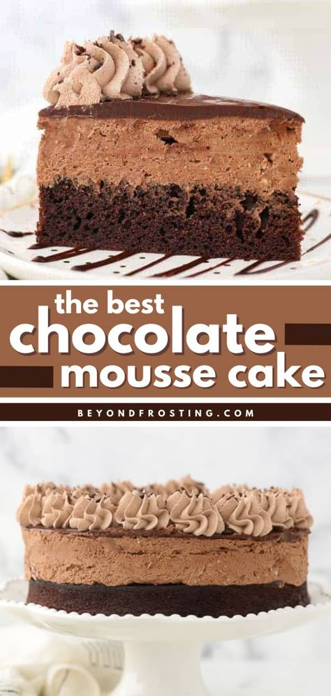 Chocolate Mousse Cake, dessert ideas, easy cake recipes Best Chocolate Mousse, Chocolate Mousse Cake Recipe, Easy Chocolate Mousse, Mousse Cake Recipe, Perfect Chocolate Cake, Chocolate Work, Chocolate Whipped Cream, Chocolate Cake Recipe Easy, Chocolate Mousse Recipe