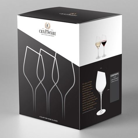 New Stylish Slant Rim Wine Glass Box Product packaging contest design#product#packaging#rtmbsupply Cookware Packaging, Custom Product Packaging, Glass Packaging, Glass Box, Box Packaging Design, Wine Packaging, Glass Boxes, Wine Box, Creative Packaging Design