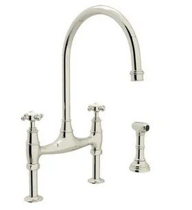 Georgian Era Bridge Kitchen Faucet with Sidespray Georgian Kitchen, Kohler Bathroom Sink, Perrin And Rowe, Bridge Kitchen Faucet, Custom Floating Shelves, Bridge Faucet, Kohler Faucet, Vintage Tub, Drawer Dishwasher