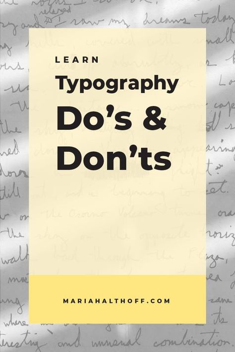 Here are a few typography do's and dont's that I see misused most frequently among bloggers, business owners and marketing managers. Read this blog post to find out where you too, could possibly be going wrong when it comes to typography. #typographytipsandtricks #mariahalthoff #graphicdesigntipsandtricks #freelancegraphicdesigntips #freelancegraphicdesignbusiness Fonts In Canva Free, Best Font For Logo, Graphic Design Beginner, Best Fonts In Canva, Font For Logo Design, Best Font Combinations, Fonts For Posters, Canva Fonts Aesthetic, Canva Fonts Free