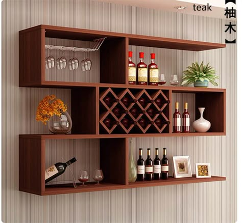 Wooden Wall Bar Ideas, Wall Bar Cabinets For Home, Wooden Bar Designs For Home, Wine Shelves Wall Wood, Wine Bars For Home, Bar Shelf Design, Wooden Bar Ideas, Bar Wall Design Home, Wall Bar Ideas Small Spaces