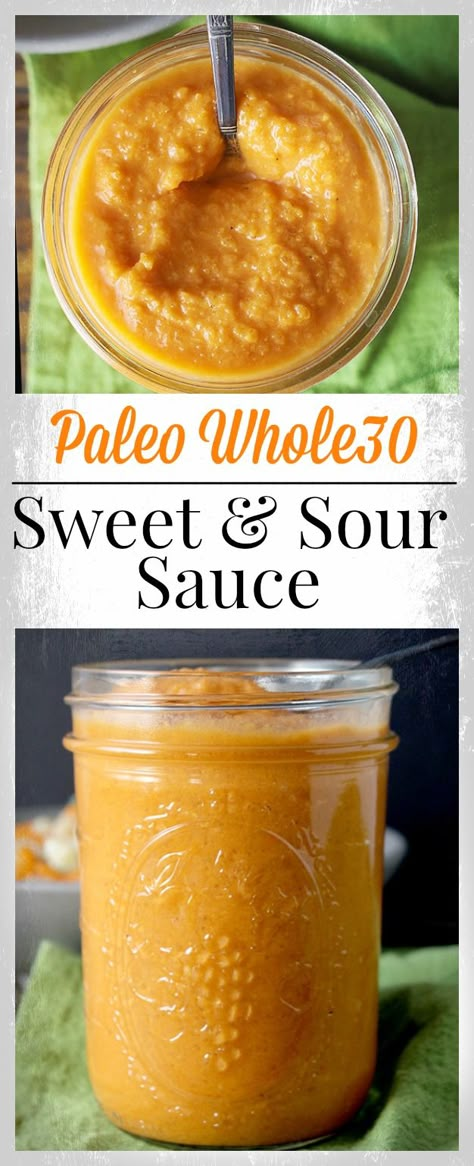 Paleo Whole30 Sweet and Sour Sauce- easy, sweetened only with fruit, and so delicious! The perfect healthy version of the popular sauce. Gluten free, dairy free, vegan. Whole 30 Sauces, Paleo Dressing, Paleo Fruit, Paleo Condiments, Paleo Sauces, Sweet And Sour Sauces, Healthy Version, Sweet And Sour Sauce, Recipe 30