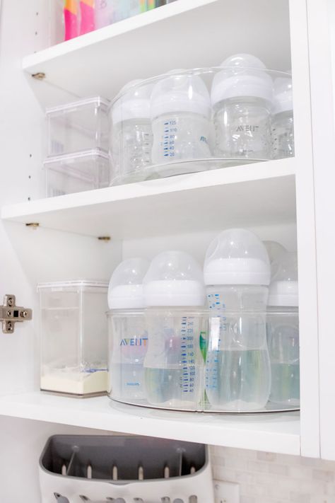 How To: Make Space For Baby In The Kitchen - Blame it on Mei | Miami Mom Blogger Mei Jorge Organization Nursery, Baby Bottle Organization, Baby Bottle Storage, Baby Nursery Organization, Baby Room Organization, Baby Storage, Baby Life Hacks, Nursery Closet, Baby Room Inspiration