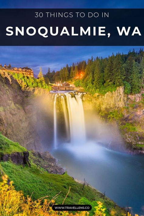 Discover the ultimate adventure in Snoqualmie, Washington with our list of top attractions and activities surrounded by breathtaking natural beauty! Snoqualmie Pass Washington, Snoqualmie Falls Washington, Washington State Vacation, Travel Seattle, Snoqualmie Washington, Snohomish Washington, Snow Lake, Snoqualmie Falls, Washington Coast